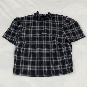 F21 Mock Neck Plaid Top